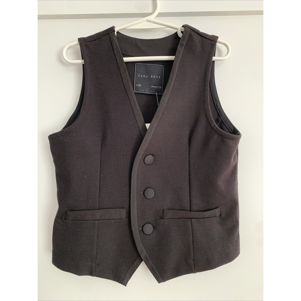 Zara Boys Black‎ Formal Waistcoat Vest Size 5-6 118cm NWT